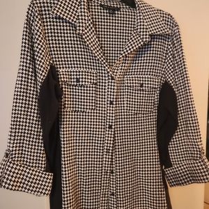 Ladies Knit Houndstooth Check Blouse
